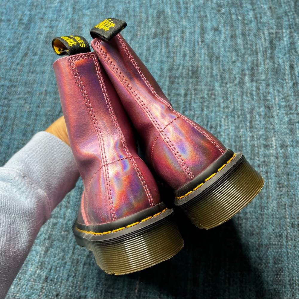 Dr Martens 1460 Pascal Iced Metallic Combat Boots in Mallow Pink Women's Size 6 - Picture 7 of 9